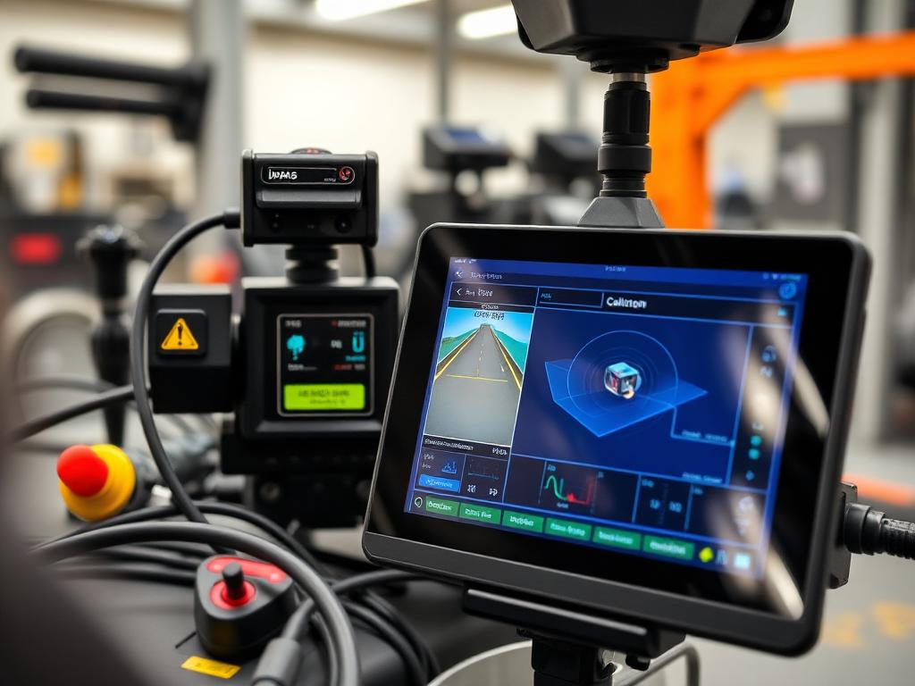 Diagnostic equipment and tablet displaying ADAS calibration data